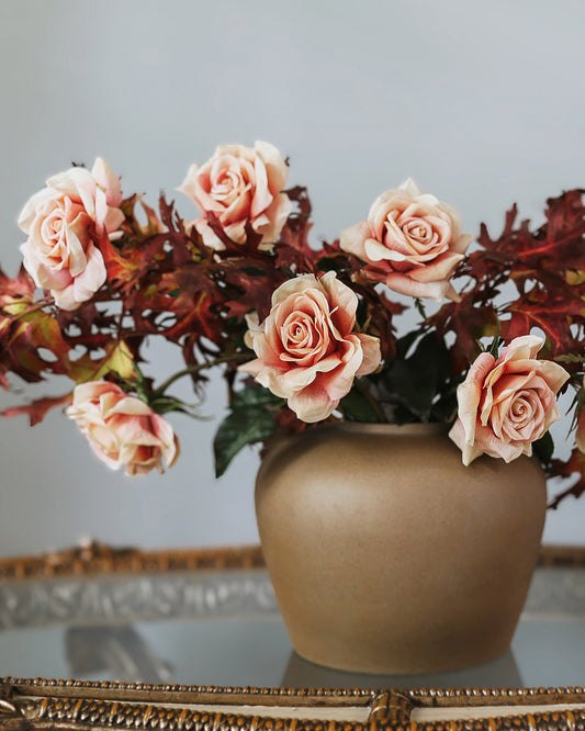 Fall Leaves and Real Touch Roses Arrangement