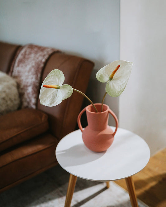 Cream Anthurium Artificial Flowers in Vase