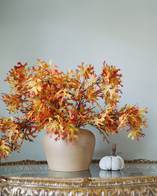 Vibrant Oak Leaves in Orange for Fall Decorating Faux Botanicals