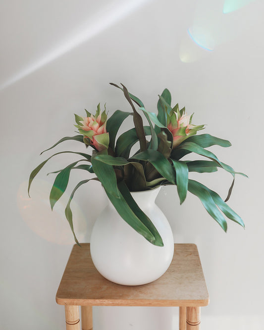 Artificial Tropical Flowers Bromeliad in Vase