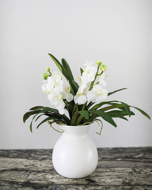 White Artificial Vanda Orchid Plant Arrangement