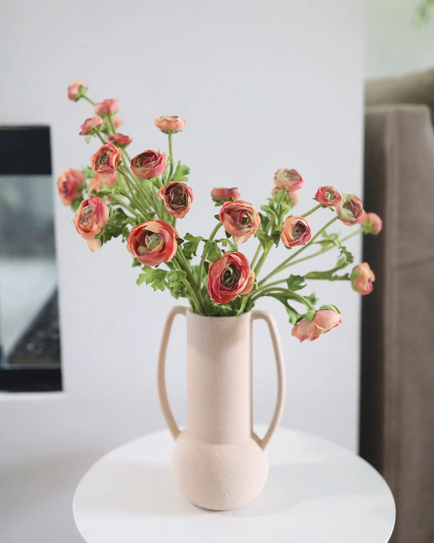 Prestige Botanicals Artificial Ranunculus in a white tin vase