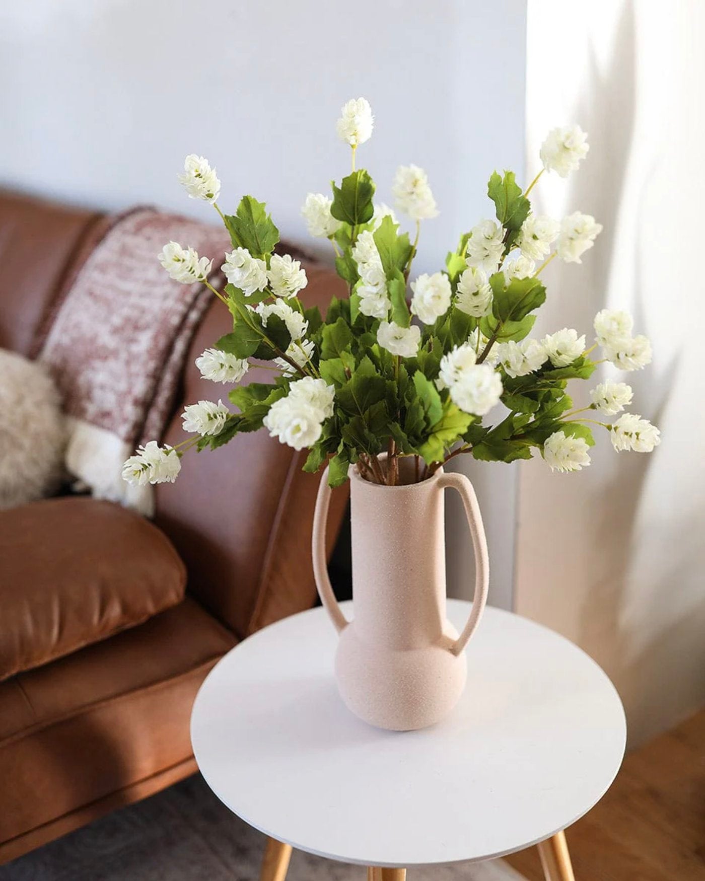 Prestige Botanicals Artificial Hops in a white tin vase