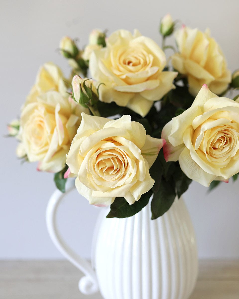 Flower Arrangement with Real Touch Yellow Prestige Roses