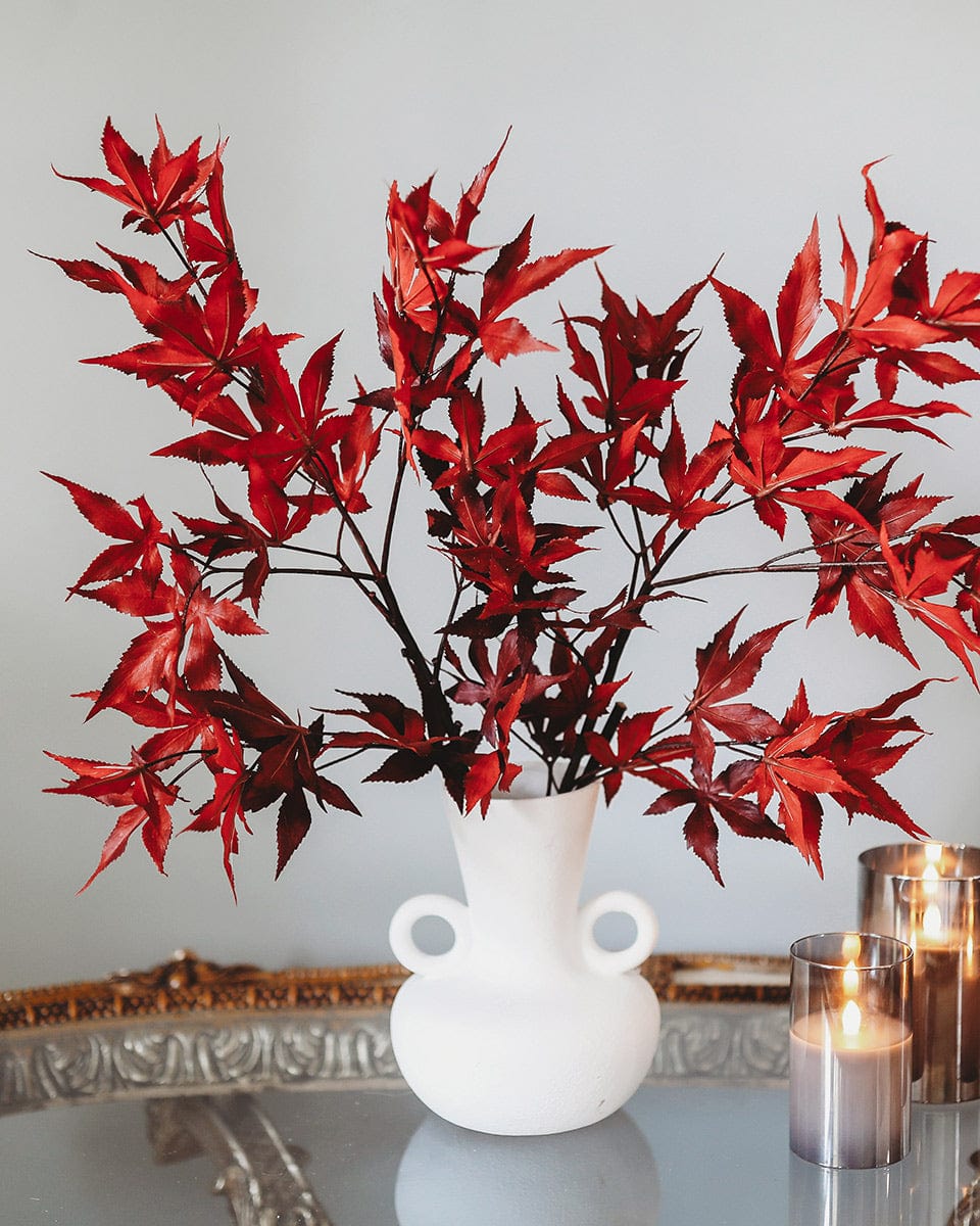 Simple Maple Leaf Display in White Vase