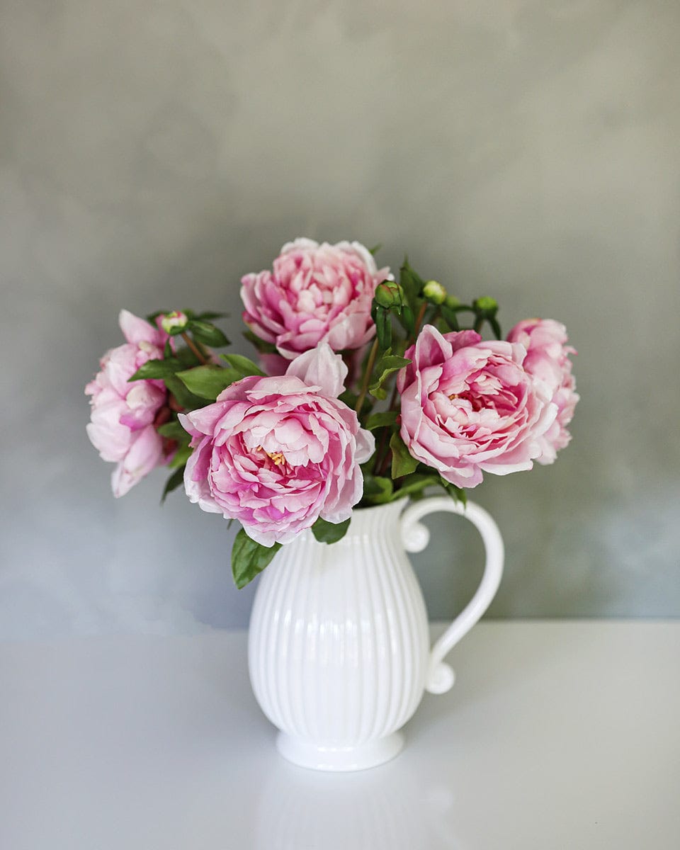 Prestige Botanicals Artificial Pink Peonies in a White Vase