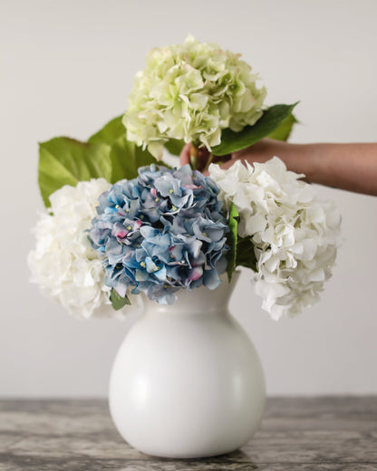 Artificial Hydrangeas Flower Arrangement in Ceramic Vase