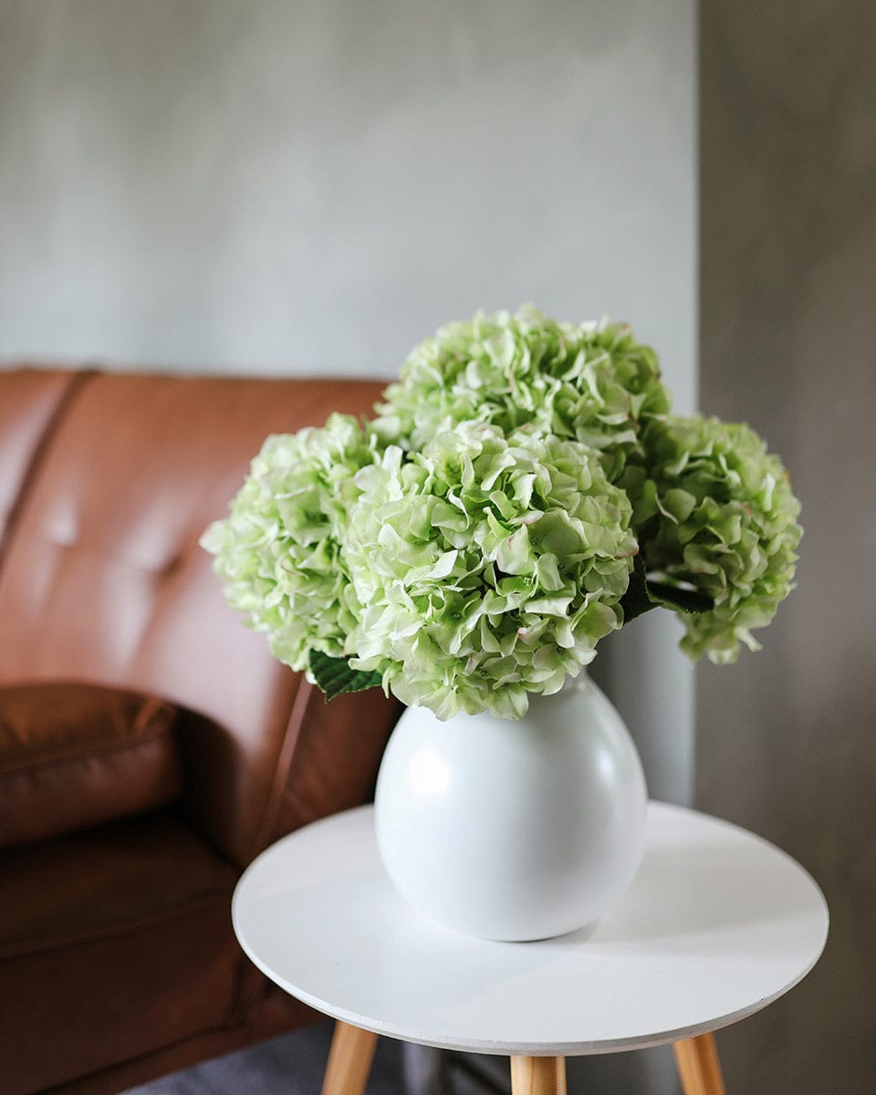 Flower Arrangement with Fake Real Touch Green Hydrangeas