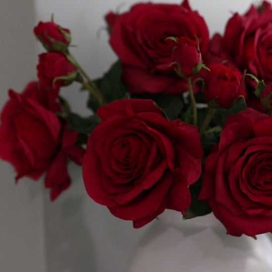 Real Touch Flowers Red Open Roses in Vase